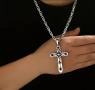 масивно Модно колие ланец с висулка кръст, снимка 3