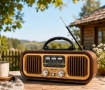 Преносимо радио GOLON RX-826 с Bluetooth, USB и SD карта, сменяема батерия, 24x10x8 см, кафяво / Blu, снимка 1