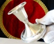 Посребрен свещник 7 см.,перлен релеф. , снимка 2