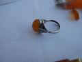 Сребърни кехлибар обеци с камъни пръстен сребро изумруди, снимка 7
