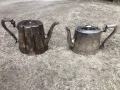 старинни дебело посребрени съдове /чайник, кана/ - два броя, снимка 2