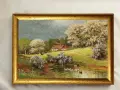 Картина на пейзаж с антична дървена рамка , снимка 1