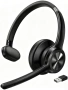 Нова слушалка Bluetooth хендсфри TECKNET за работа, кол център, шофьори, 15 м обхват, снимка 1
