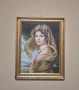 Уникален ръчно ушит гоблен „Дамата с воала“ – конци DMC, луксозна рамка, снимка 1