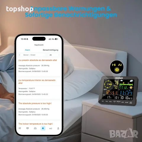 Чисто нова смарт WiFi метеорологична станция Sainlogic SA6 Plus с цветен дисплей и AI прогноза  , снимка 7 - Друга електроника - 55419393