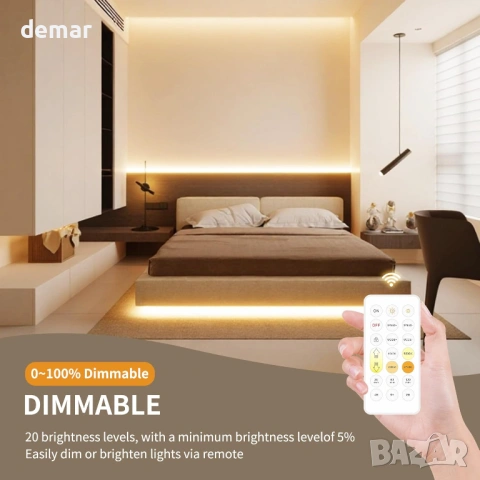 COB LED лента 3 метра, 3 пина, 2700K-6500K, ширина 8 мм, CRI90+ 24V, снимка 5 - Лед осветление - 54117766