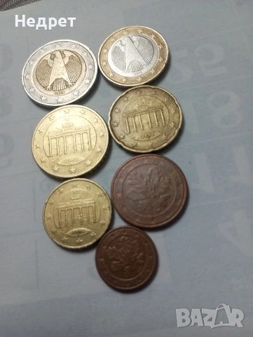 Лот от седем монети 2002 г.Германия.