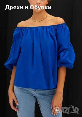 Синя лятна блуза памучна материя , снимка 8 - Туники - 54138675