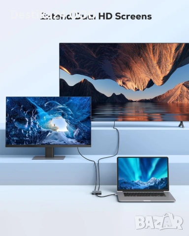 USB 3.0 към 2x HDMI адаптер Full HD за лаптоп и компютър, снимка 5 - Друга електроника - 54130162