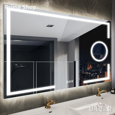 120x70см LED Огледало за баня, 5x увеличение, тъч контрол, нагревател против изпотяване 