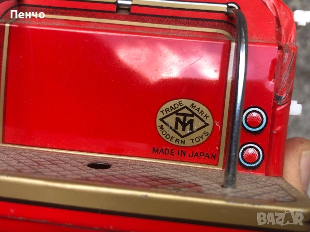 стара ламаринена играчка ПОЖАРНА с дистанционно - MADE IN JAPAN, снимка 8 - Антикварни и старинни предмети - 54979649
