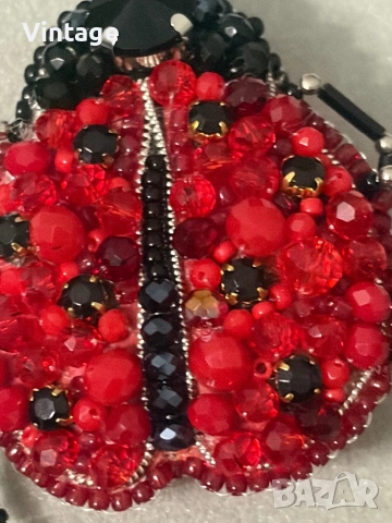 Handmade  уникална брошка - Калинка , снимка 10 - Обеци - 54304556