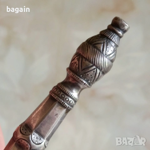 Сребърен нож, кама, гаучо , снимка 6 - Антикварни и старинни предмети - 54607521