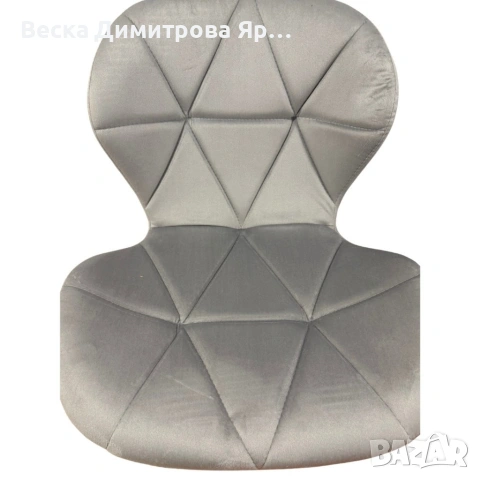 Офис стол с кадифена тапицерия, хромирана основа и колелца – светло сив, снимка 9 - Столове - 54960044