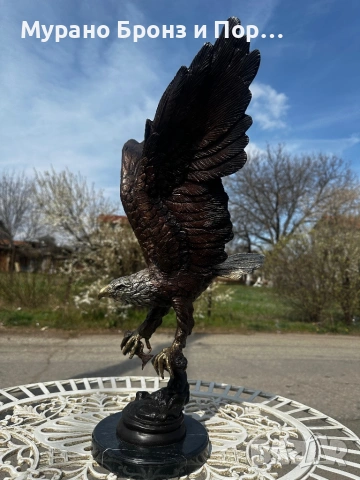 Внушителна бронзова скулптура "Орел Рибар с улов" – GLORENZO, 56 см, 6.6 кг, снимка 4 - Антикварни и старинни предмети - 53982255