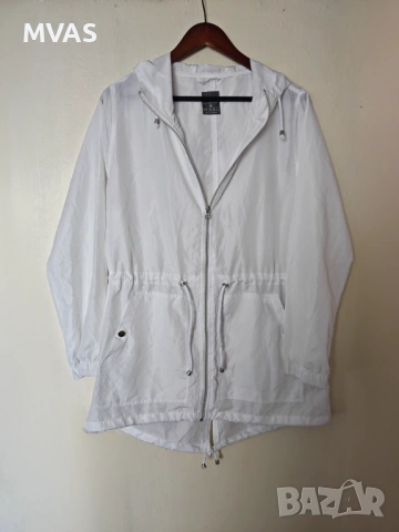 Дамски бял спортен тренч дъждобран М размер 