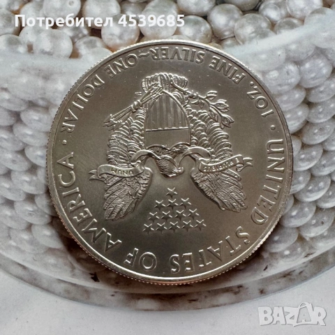 1 долар американски сребърен орел от 2015 г (American Silver Eagle), снимка 2 - Нумизматика и бонистика - 54499502
