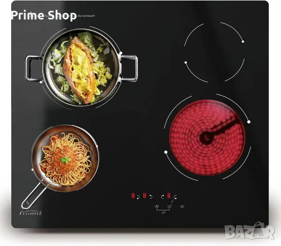 Електрически стъклокерамичен плот за вграждане, 4 зони, 6000W, Touch Control, COVERCOOK