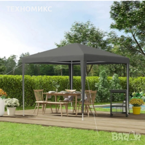 Къмпинг шатра MalTec, 3x3м, сива, стоманена конструкция, водоустойчив, снимка 13 - Градински мебели, декорация  - 54093727