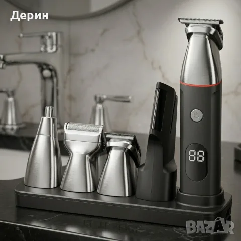 Професионален комплект за подстригване 5 в 1 – машинка, тример, бръсначка и приставки за лице и тяло, снимка 2 - Машинки за подстригване - 55341751
