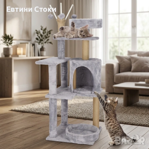 Котешка катерушка XL 127 см с къщичка и 5 нива, снимка 4 - За котки - 54929734
