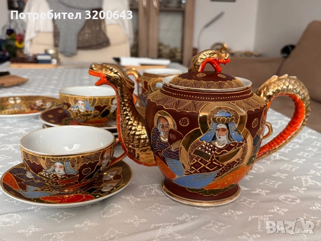 Чайник в стил  Сатсума, снимка 2 - Антикварни и старинни предмети - 54952754