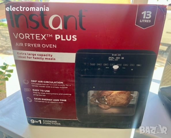 НЕУПОТРЕБЯВАН!!! фритюрник с горещ въздух/фурна Instant Vortex Plus 9-in-1, 13L., снимка 10 - Фритюрници - 54289248