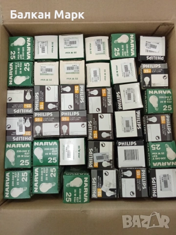 Кашон с ретро крушки Philips и Narva (108 бр.) – 25W E27