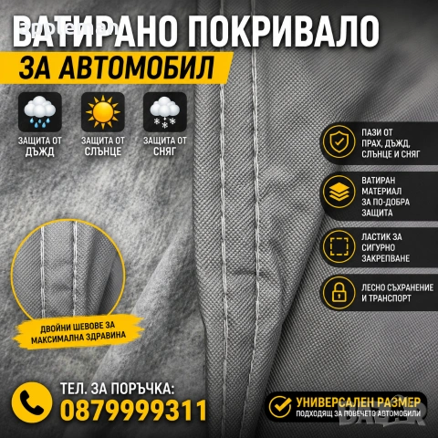 ВАТИРАНО Здраво покривало за кола автомобил коли с цип и ластик, снимка 5 - Аксесоари и консумативи - 48129210