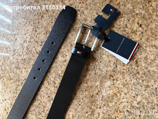 Мъжки колан Tommy Hilfiger, 90 см дължина, 4 см ширина, 100% естествена кожа, Черен, снимка 7 - Колани - 53974663