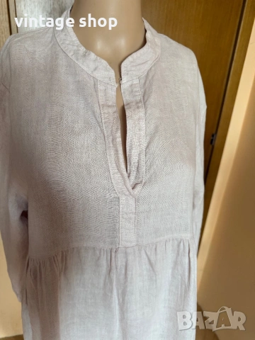 Ленена рокля в бледорозов цвят, размер L, снимка 3 - Рокли - 54080592