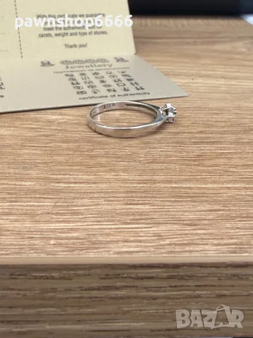 Пръстен 9К бяло злато 375 с 7 естествени брилянта 0.10 ct, 1.93 г,, снимка 9 - Пръстени - 55433061