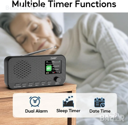 DAB радио с Bluetooth, презареждащо се цифрово FM радио, преносимо DAB+ радио с батерии, снимка 6 - Радиокасетофони, транзистори - 54539150