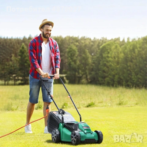 Електрическа косачка за трева 1600W – Лека и мощна, 32 см ширина, 30L кош, 3 нива на косене, снимка 2 - Градинска техника - 55221220