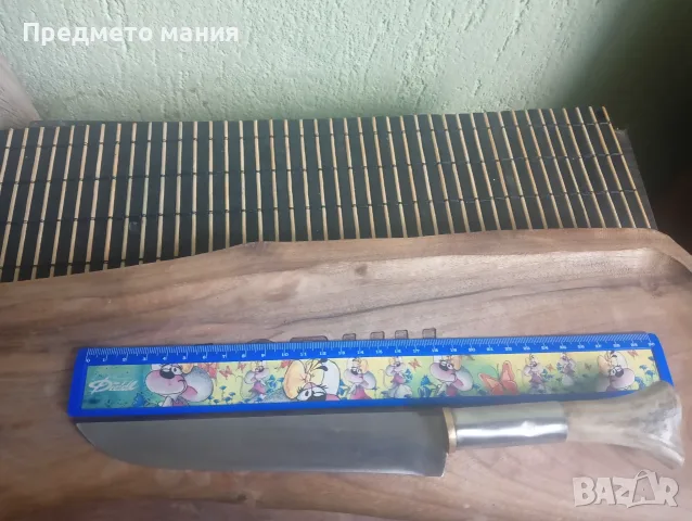 Уникален ръчно изработен нож с дръжка от рог и кожена кания, снимка 2 - Ножове - 55300569