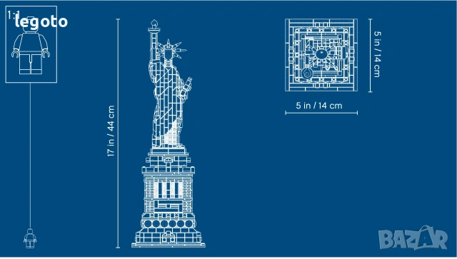 НОВО ЛЕГО 21042 АРХИТЕКТУРА - Статуята на свободата  LEGO 21042 Architecture Statue of Liberty 21042, снимка 3 - Конструктори - 55108515