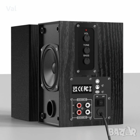Комплект активни стерео колони Elimavi BT-04 30W с 4" говорители и тон контрол (настолни/рафтови), снимка 3 - Тонколони - 54827005