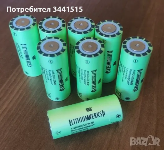 8× LiFePO4 батерии Lithiumwerks ANR26650M1B 3.3V 2600mAh 52A 26650 