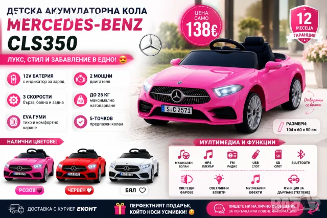 🚗✨ Детска акумулаторна кола Mercedes-Benz CLS350 
