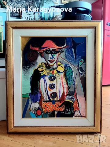 Оригинална картина, масло, Едмонд Демирджиан, подписана," Арлекин"