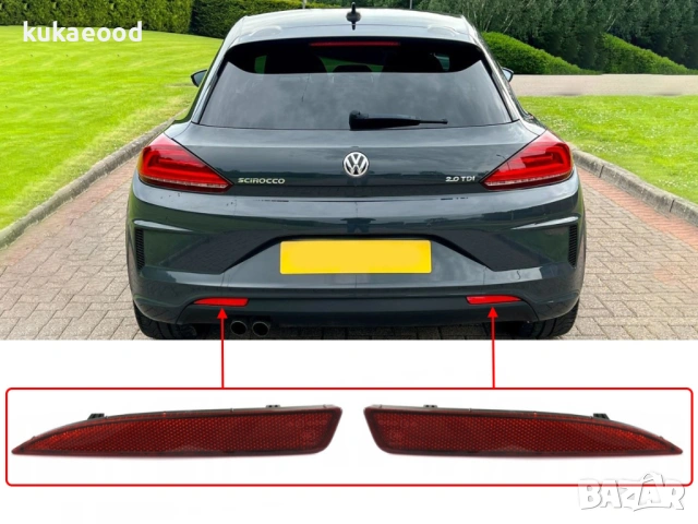 Рефлектор за задна броня на VW Scirocco R-Line, снимка 3 - Части - 54106845
