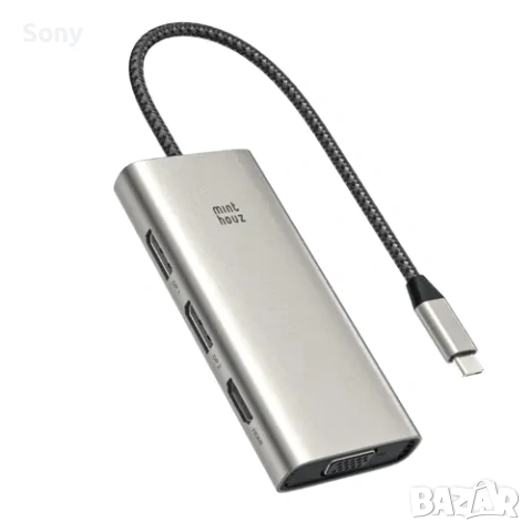 НОВА Minthouz USB-C Докинг Станция 7-в-1 | 8K DisplayPort | HDMI 4K | VGA | Quad Display, снимка 3 - Лаптоп аксесоари - 54461851