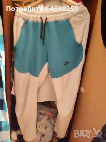 Nike tech fleece мъжки панталон, оригинален, без забележки. Размер М, синьо/бял., снимка 2 - Панталони - 53965558