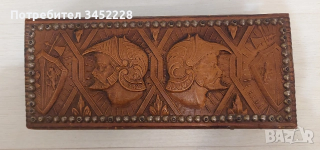 Кутия дървена винтидж капак облечен с кожа за ценители , снимка 3 - Декорация за дома - 54240133