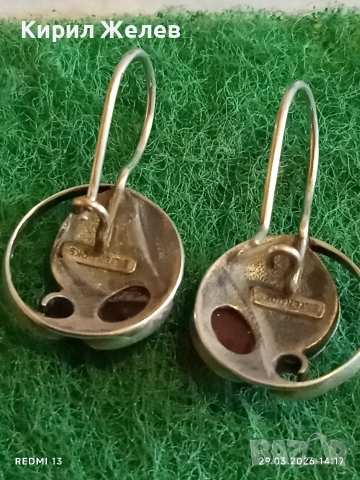 Бохемски стил Артистични сребърни обеци с червен КЕХЛИБАР 54190, снимка 6 - Обеци - 54014454