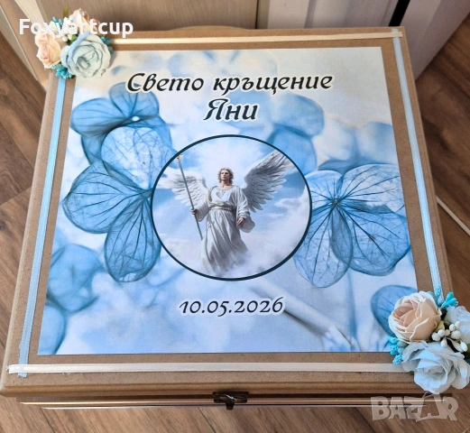 Комплект за кръщене "Син ангел", снимка 10 - Подаръци за кръщене - 54480921