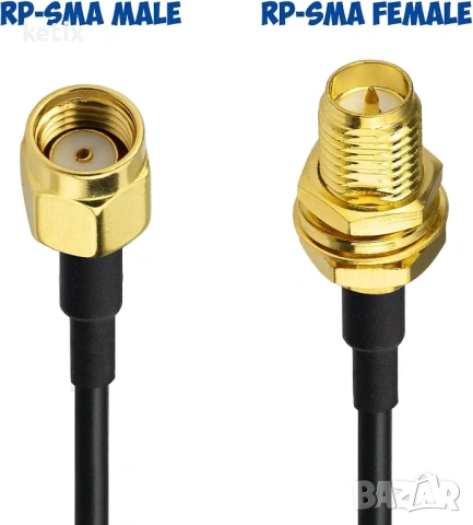 Кабел BINGFU RP-SMA мъжки към RP-SMA женски 5 м RG174,комплект 2 броя, снимка 4 - Друга електроника - 54763514