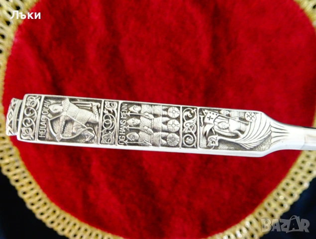 Лъжица с калаена дръжка,викинги,драконов кораб,Норвегия. , снимка 2 - Прибори за хранене, готвене и сервиране - 54358780