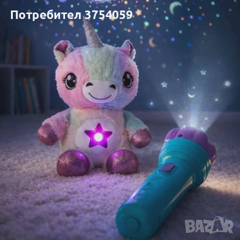 Плюшена играчка с нощна лампа 2в1 + детски фенер-проектор със светлинни картинки – комплект за уют и, снимка 3 - Плюшени играчки - 55179106