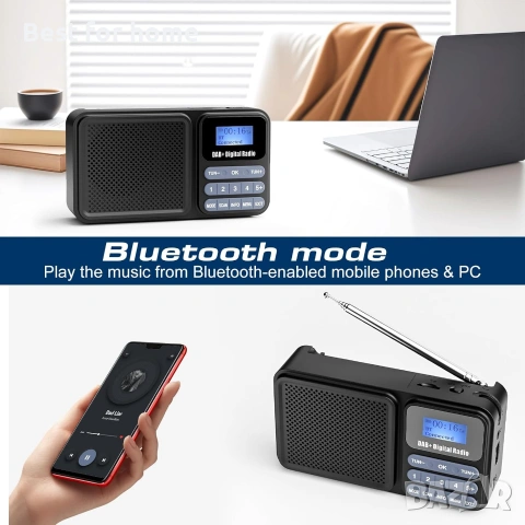 Преносимо DAB радио Gallypek, DAB Plus FM радио с Bluetooth 5.0 и 80 предварително зададени станции, снимка 3 - Радиокасетофони, транзистори - 54981137